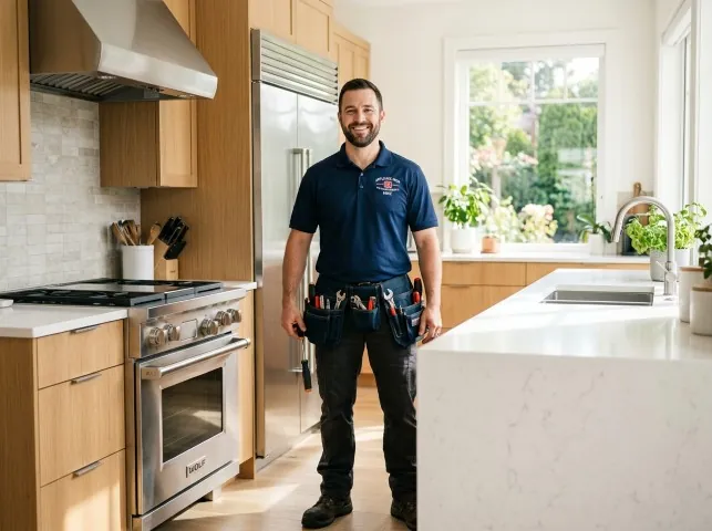 Appliance Repair Hero technician in a Brookfield, OH kitchen after an appliance repair